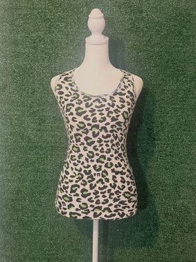 No Boundaries Leopard Print Tank with Green Accents